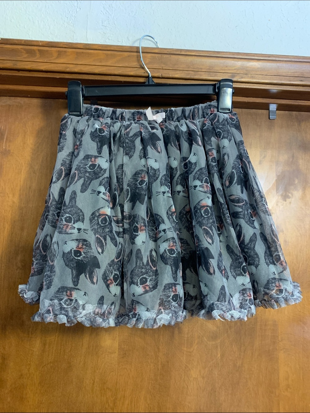 H&M Gray Bunny Print Layered Mini Skirt
